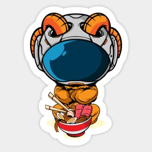 Cute astronaut with big bowl ramen Sticker